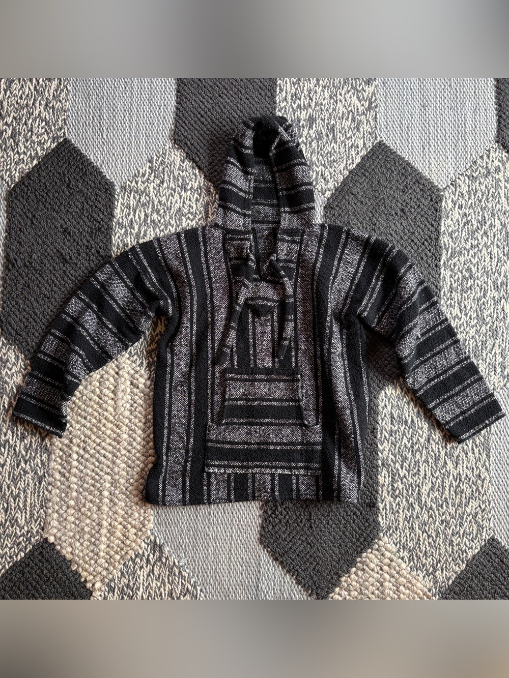 Striped Black & Gray Blanket Shirt Hoodie